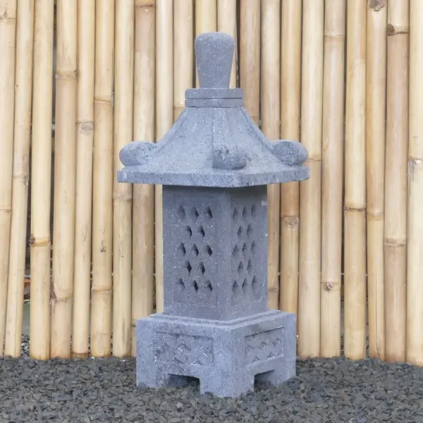 Product image 5 of the product “Japanese style Garden Lantern, made from Andesit Stone. Multipart. 75 cm Height, Roof is 30 cm width. ”